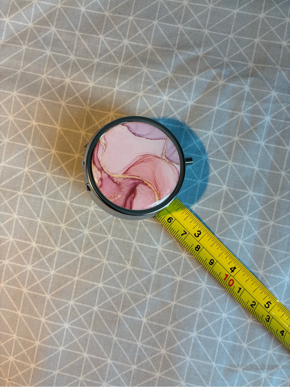 Marble Top 3-Compartment Pill Box/Mirror Compact - Picture 4 of 4